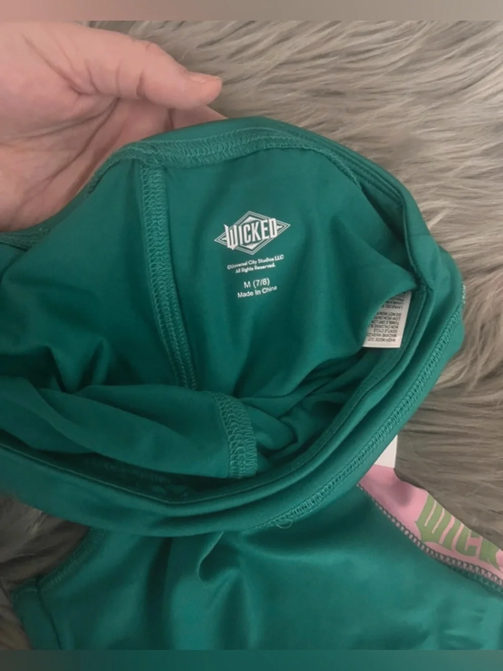 NWT-Girls 7/8 Wicked logo Green Track Leggings with Pink Logo Stripe